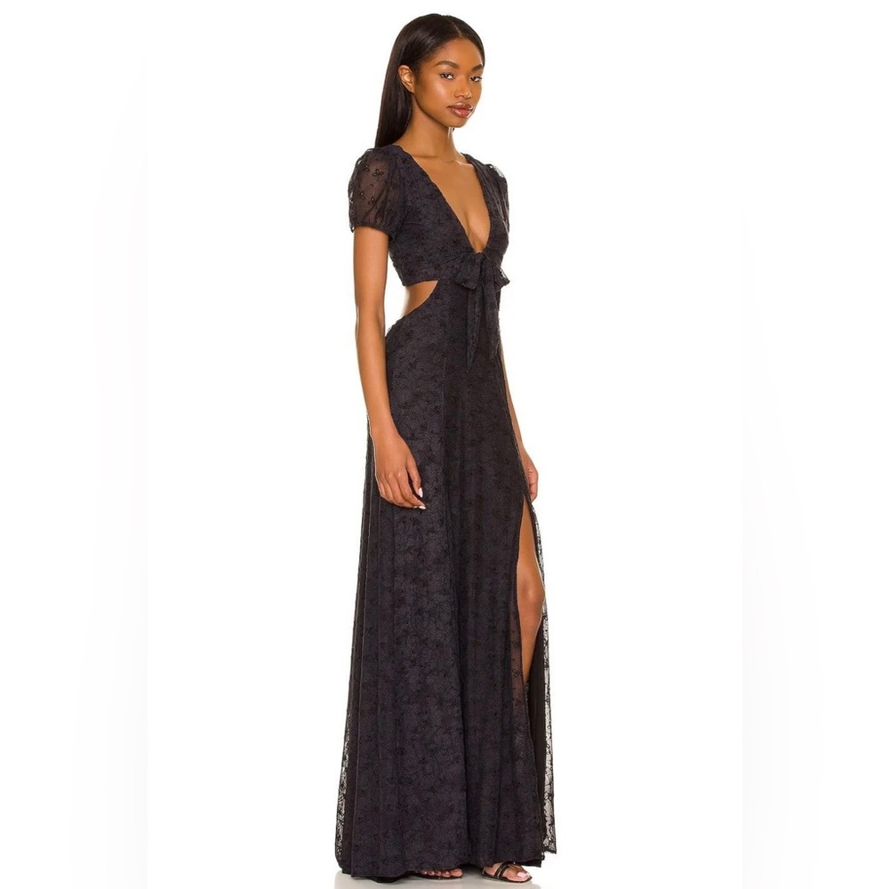 REVOLVE Black Lace Cutout Maxi Dress